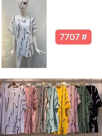 7707#  микс цветов женская футболка (12 ед, размеры батал: 56-58) выдача на следующий день - фото 2