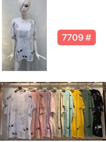 7709#  микс цветов женская футболка (12 ед, размеры батал: 56-58) выдача на следующий день - фото 2
