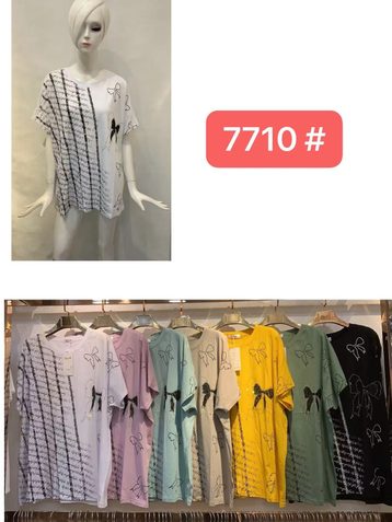 7710#  микс цветов женская футболка (12 ед, размеры батал: 56-58) выдача на следующий день - фото 2