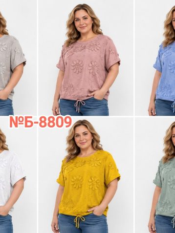 8809 # выбор цвета женская трикотажная футболка (4 ед, размеры батал: 5XL-8XL) выдача на следующий день - фото 2