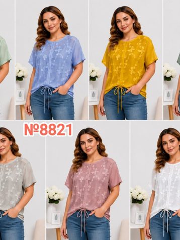 8821 # выбор цвета женская трикотажная футболка (4 ед, размеры батал: 2XL-5XL) выдача на следующий день - фото 2