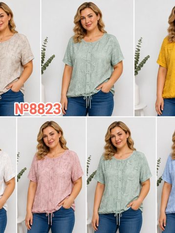 8823 # выбор цвета женская трикотажная футболка (4 ед, размеры батал: 2XL-5XL) выдача на следующий день - фото 2