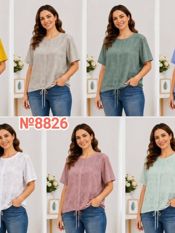 выбор цвета женская трикотажная футболка (4 ед, размеры батал: 2XL-5XL) выдача на следующий день - фото 2
