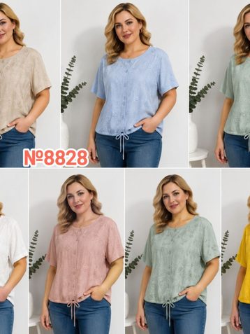 выбор цвета женская трикотажная футболка (4 ед, размеры батал: 2XL-5XL) выдача на следующий день - фото 2