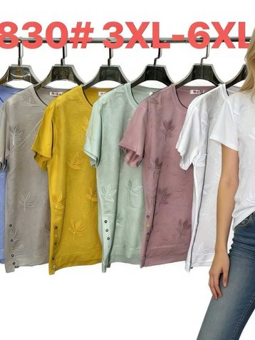 8830 # выбор цвета женская трикотажная футболка (4 ед, размеры батал: 3XL-6XL) выдача на следующий день - фото 2