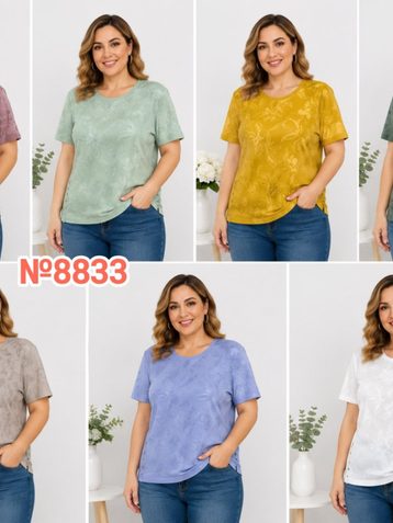 8833 # выбор цвета женская трикотажная футболка (4 ед, размеры батал: 3XL-6XL) выдача на следующий день - фото 2