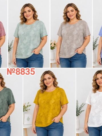 8835 # выбор цвета женская трикотажная футболка (4 ед, размеры батал: 3XL-6XL) выдача на следующий день - фото 2