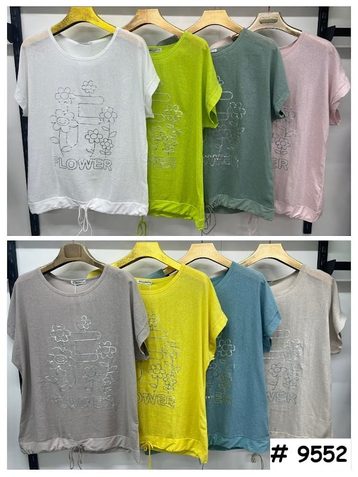 9552# выбор цвета женская футболка (лён, 4 ед, размеры батал: 3XL-6XL) выдача на следующий день - фото 2