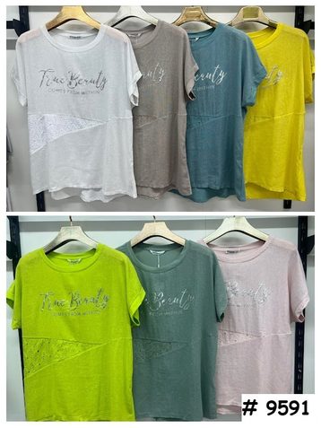 9591# выбор цвета женская футболка (лён, 4 ед, размеры батал: 3XL-6XL) выдача на следующий день - фото 2