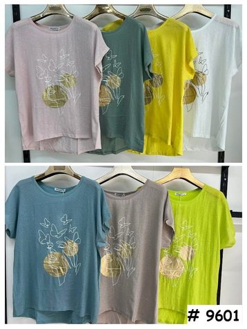 9601# выбор цвета женская футболка (лён, 4 ед, размеры батал: 3XL-6XL) выдача на следующий день - фото 2